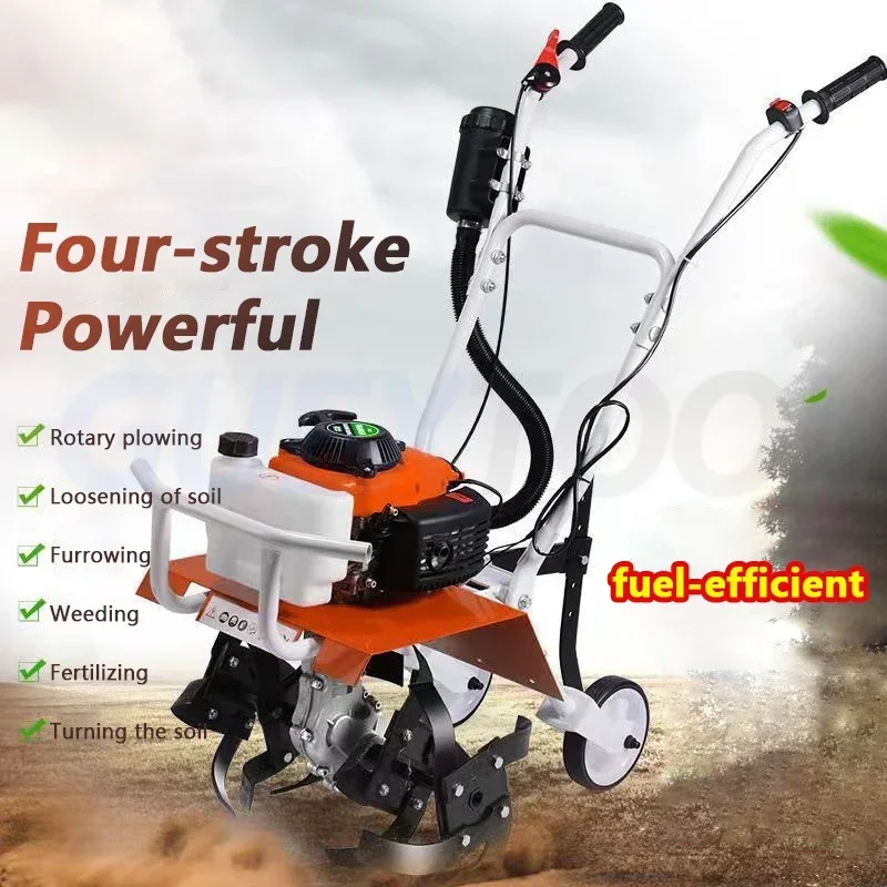 Multifunctional Micro-tiller Plough Soil Turning  Gasoline Ditching Rotary Cultivator Field Scarifier Rotary Tiller