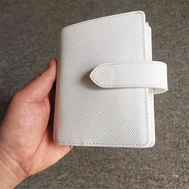 A7 Cowhide Loose-leaf Hand Ledger Cowhide Pure White Hand Palm Leather Bookcase Planner Agenda Notebooks and Journals Cover