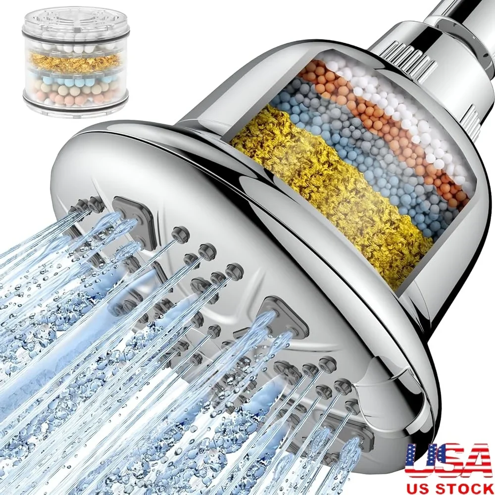 

Насадка для душа с фильтром высокого давления, смягчитель жесткой воды, 7, настройки распыления, регулируемый угол, инструмент для защиты от засорения, бесплатная установка