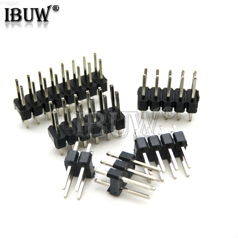 2.54mm Double Row Male 2~40P Breakaway PCB Board Pin Header Connector Strip Pinheader 2 * 2/3/4/6/8/10/12/15/20/40P For Arduino