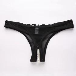 Female Underwear Women's Pants Sexy Pearl G-String Women Embroidered Mesh Yarn Underwear T Pants Lace Seamless Thongs lingerie