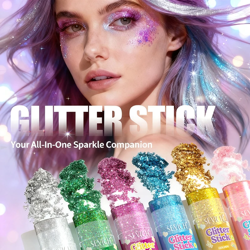 Body Hair Glitter Stick Pink Sparkling Sequins Face Glitter Gel Stick Application Highgloss Shine Glitter Pearl Bright Makeup
