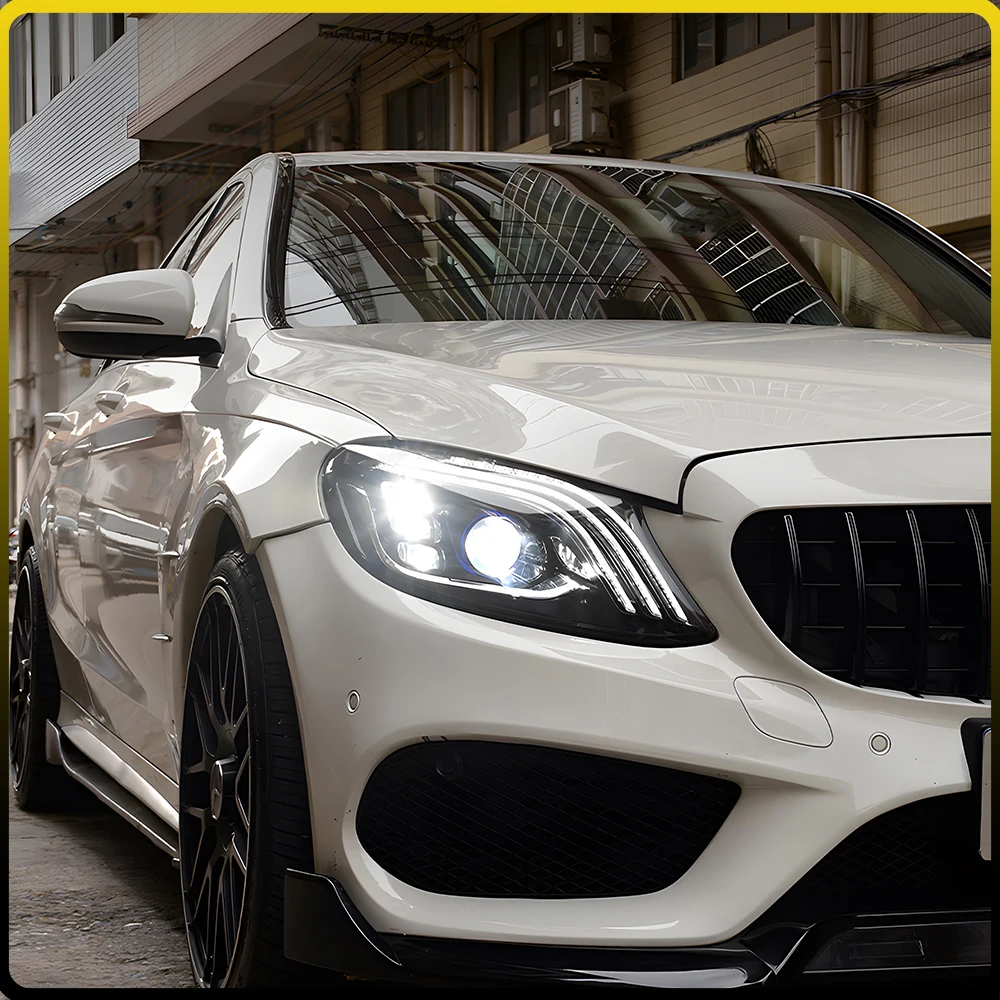 For Benz C Class W205 2015-2021 LED Auto Upgrade Maybach Headlights Assembly Projector Lens Car Tool Accessories Plug and Play