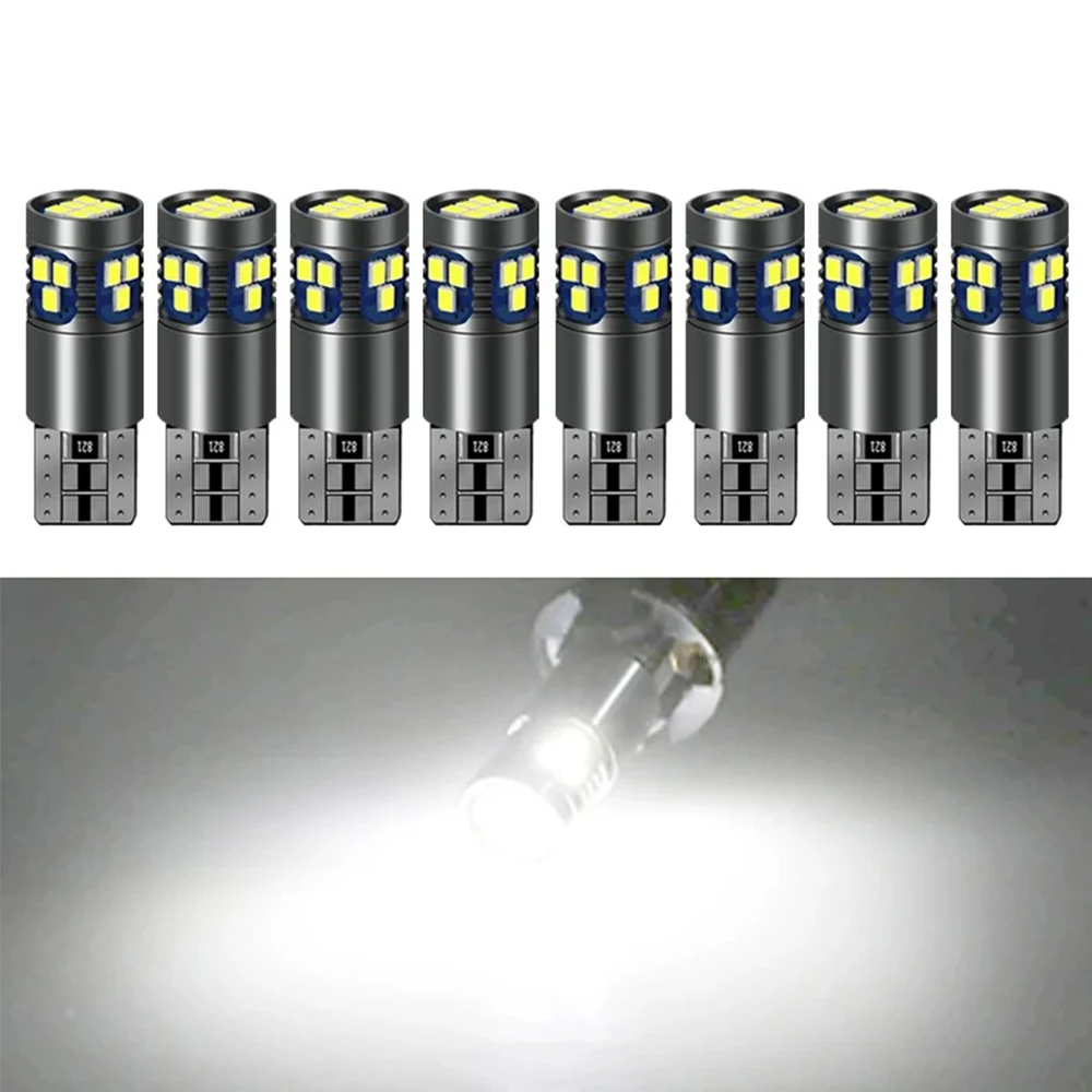 

2/4/8Pcs Car Interior Lights T10 W5W LED Bulb Clearance License Plate Lamp 168 194 Canbus Error Free 18SMD 3030 6000K White 12V