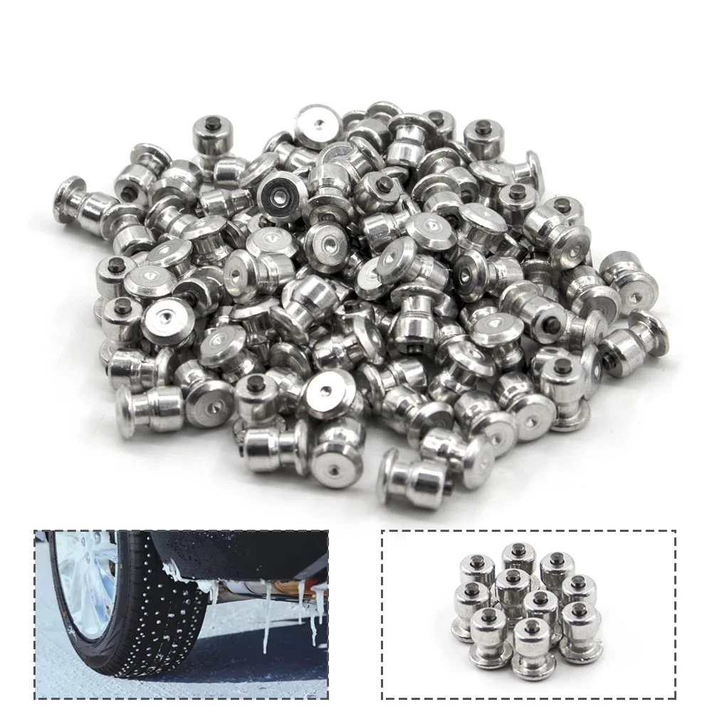 100pcs Car Wheel Lug Tires Studs Screw Spikes Wheel Tyres Winter Snow Ice Anti-Slip Chain For SUV ATV Car Motorcycle Tire 8x10mm