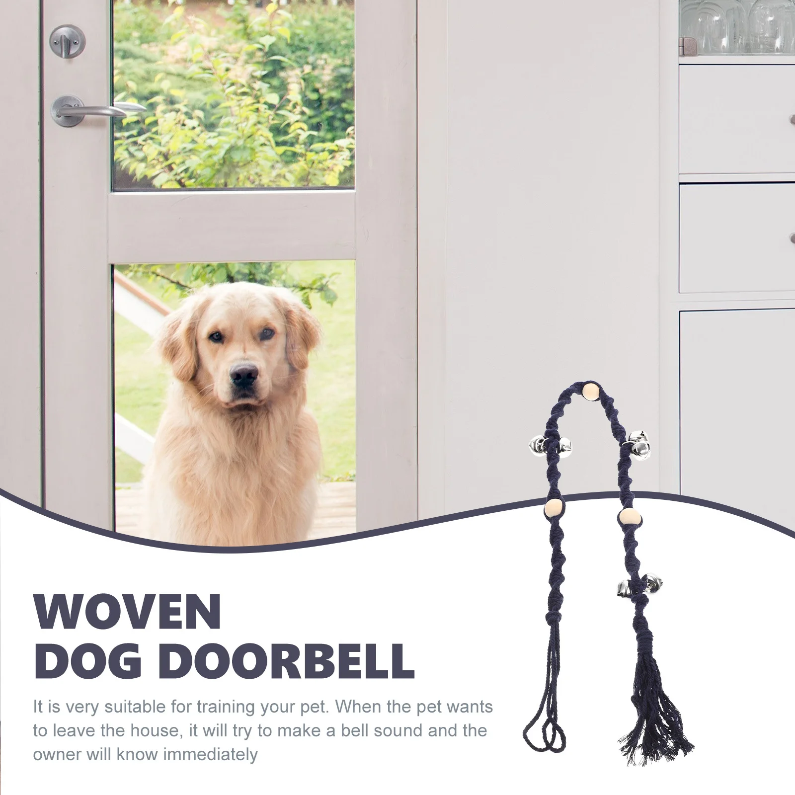 

Dog Doorbell Hand-Weaving Training Bell Pet Supply Wear-Resistant Portable Decorative Attractive Gift for Pets Home Room