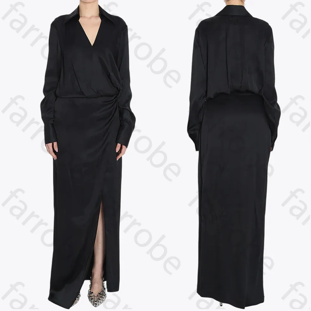 Maßgeschneidertes, elegantes, drapiertes Satin-Maxikleid, A-Linie, Abendkleider, Anlass, formell, exquisit, hochwertige Abschlussball-Party-Kleider für Damen