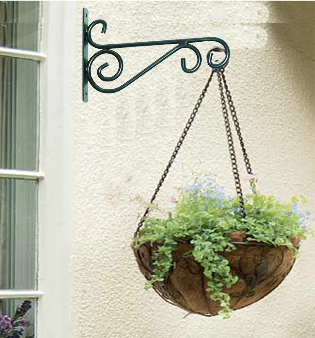 Hanging bird feeder lantern flower pot basket flower pot light string wind chime decoration wall wooden fence hook bracket