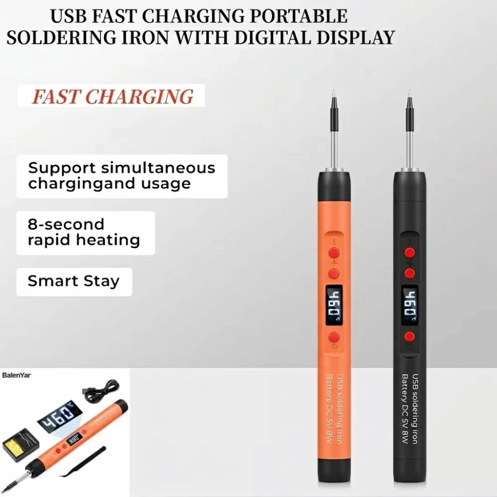25W Power USB Soldering Iron 3-Levels Adjustable Lightweight Design Welding Set Lithium Battery Pen-Shaped Design Solder Set