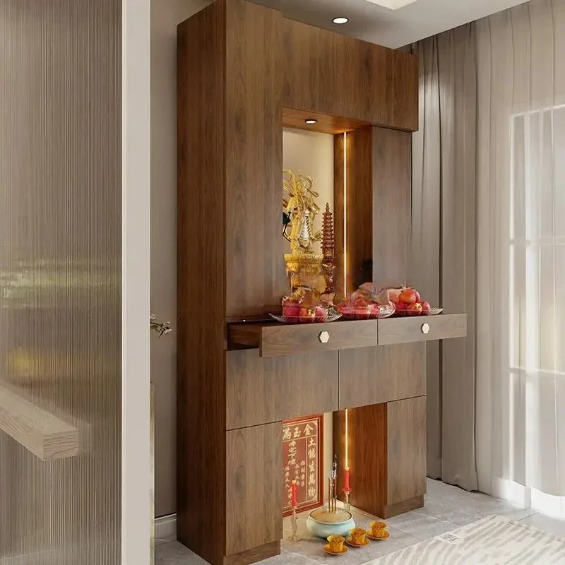 A God of Wealth offering table  cabinet ancestor, offering simple household shrine, Guanyin modern, house-Tibetan style