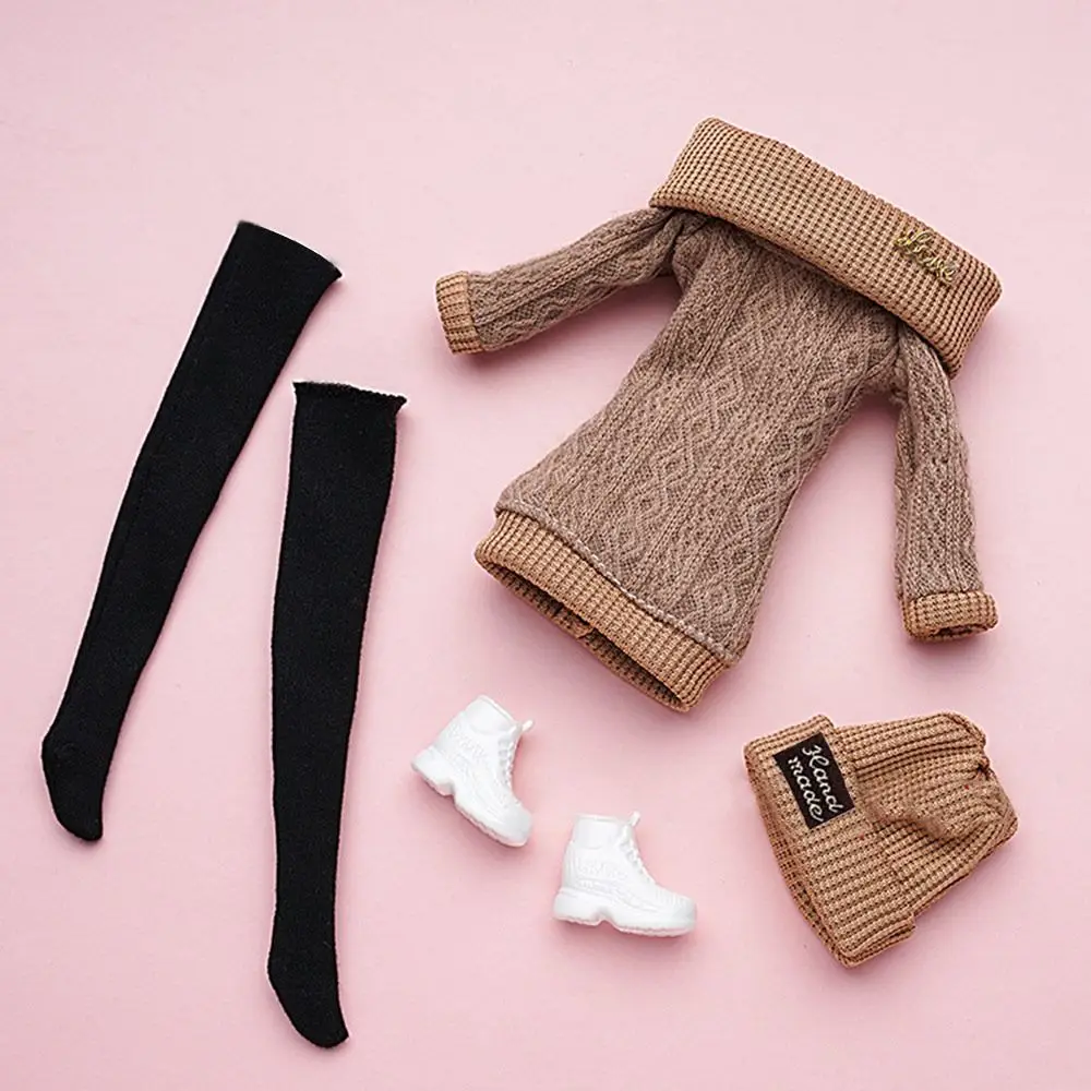 1 Set 1/6 Doll Casual Clothes Shoes Hats Winter Wear Sweaters Pants Girl Doll Wearing Set For 29~32cm Doll Clothes Accessories