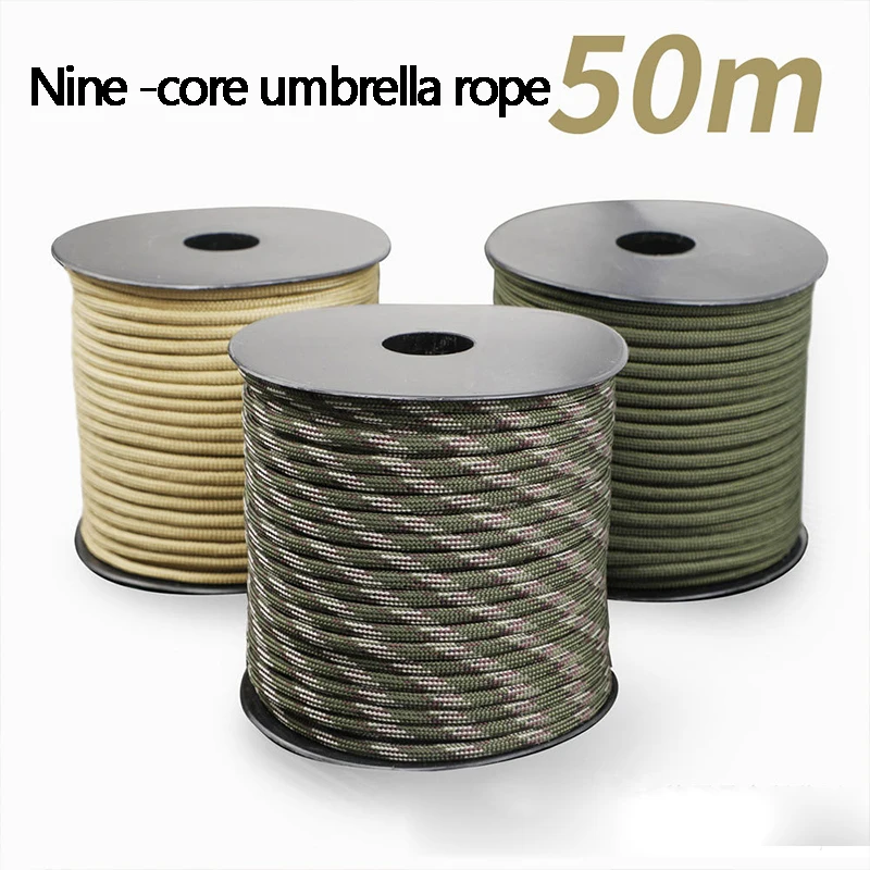 100m 550 Military Standard 9-Core Paracord Rope 4mm Outdoor Parachute Cord Survival Umbrella Tent Lanyard Camping Strap