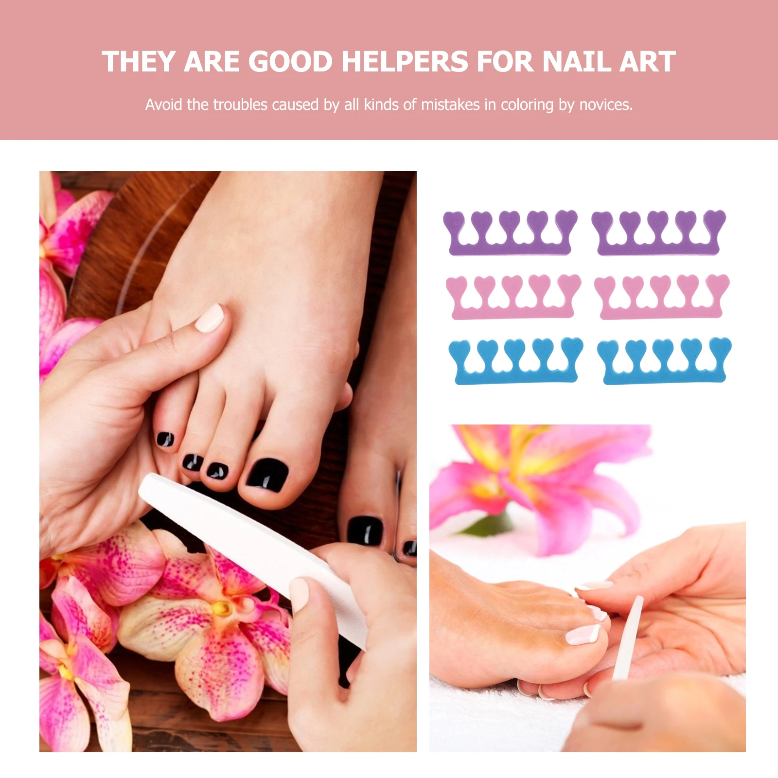 

90 Pcs Toe Splitter Manicure Separator Separators Finger Dividers Toenail Spacers Set Professional