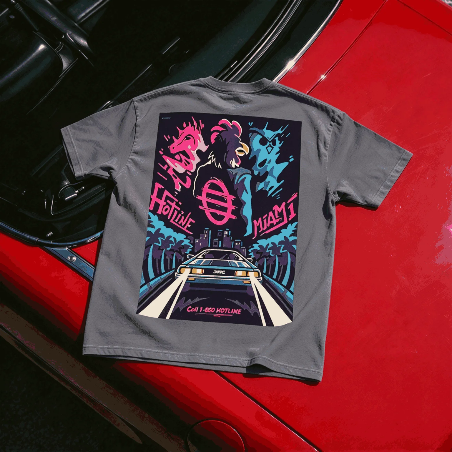 HOTLINE MIAMI Summer New Cotton Retro Unisex Casual Fashion T-shirt High Street Oversized Unisex Trendy Vintage Loose Couples
