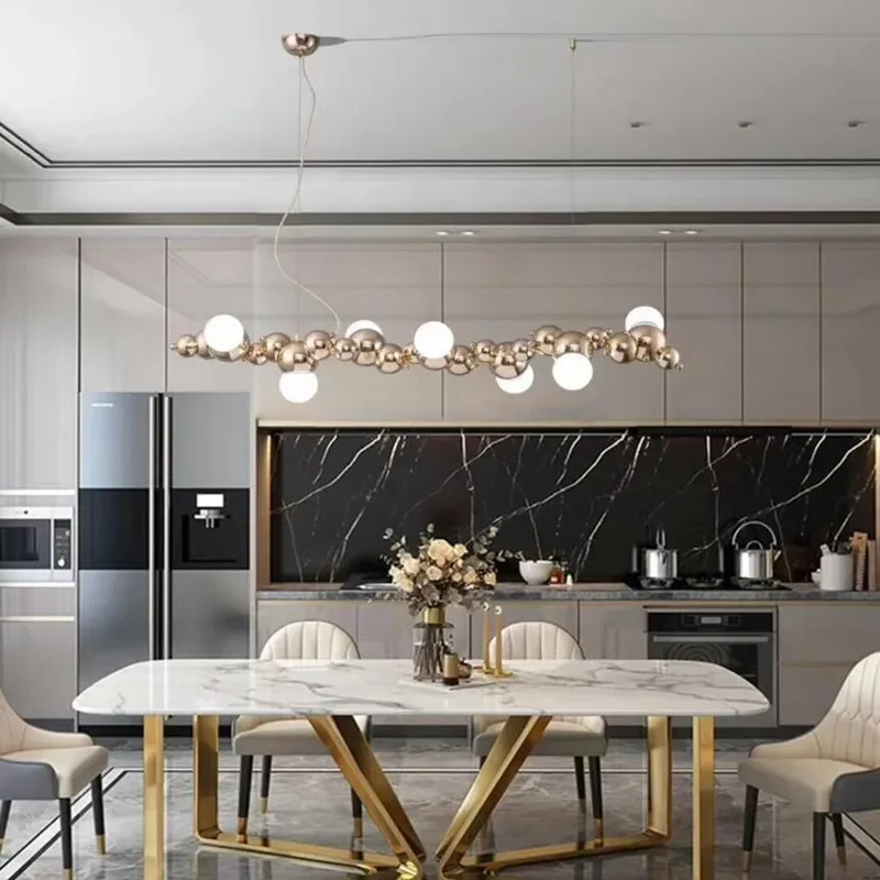 Nordic Led Chandelier Luxury New Art Light Restaurant Living Room Long Dining Table Bar Pendant Lamp Deco Ceiling Lustre Fixture