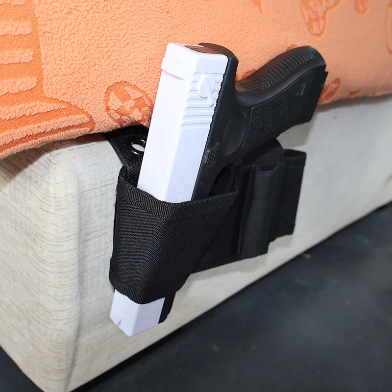 Tactical Pistol Car Seat Holster Concealed Under Mattress Bed Chair Holster Pouch Shooting Hunting Gun Nylon Hidden Holsters