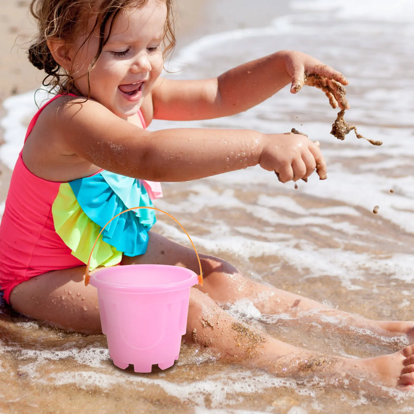 4 قطع دلاء رمل الشاطئ مجموعة قلعة بلاستيكية للأطفال صندوق رمل تعليمي إبداعي لعبة شاطئ ممتعة للأطفال ألعاب رمل للأطفال #1