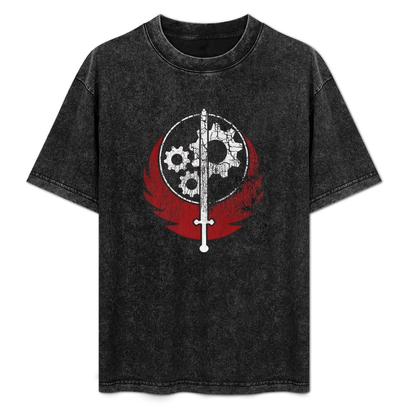 Worn Appalachian Brotherhood of Steel T-Shirt Work Basic Short Sleeve Top