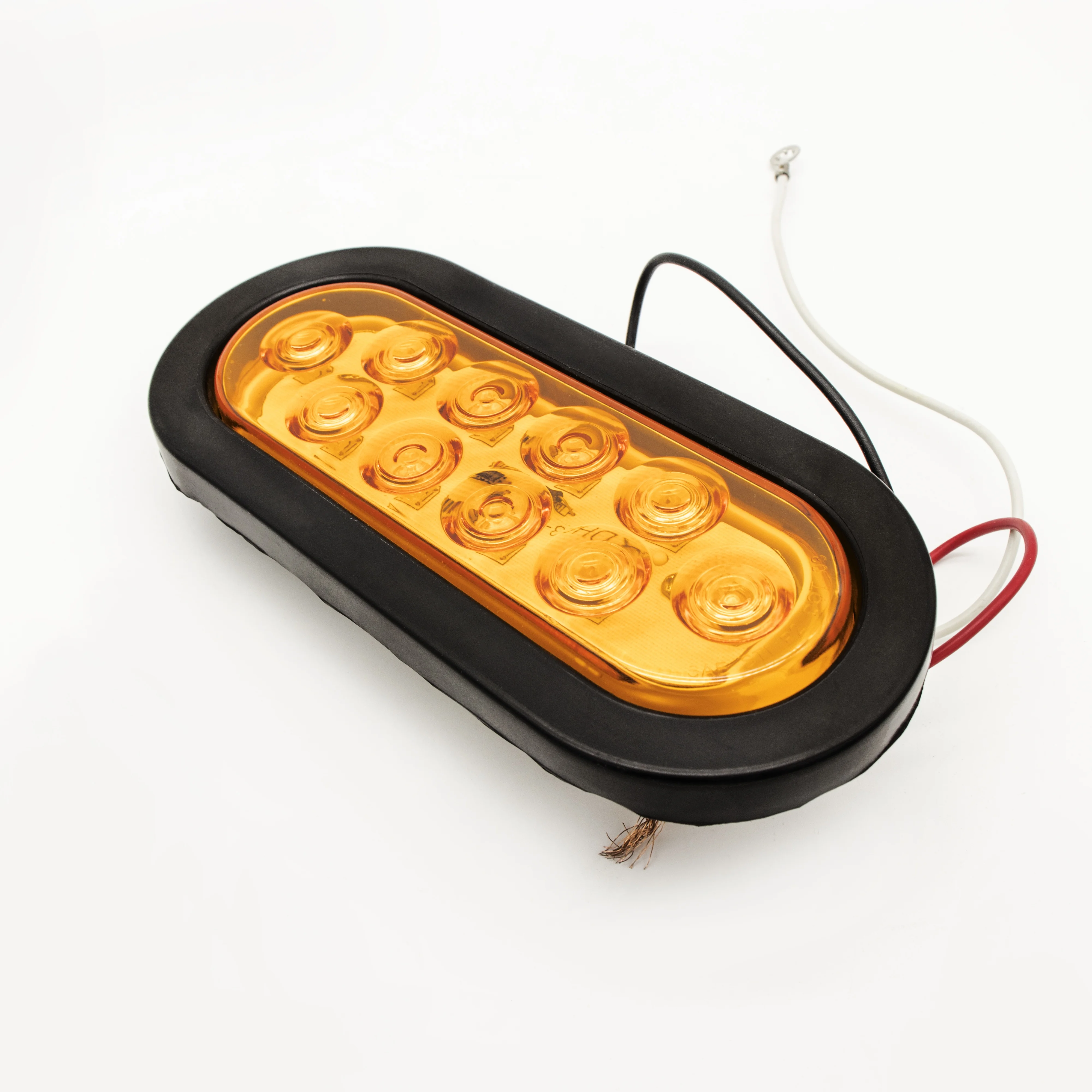 10 LED Oval Side Light for Trailer Truck Flush Mounted 3-Pin Waterproof Plug with Sealed Wires
