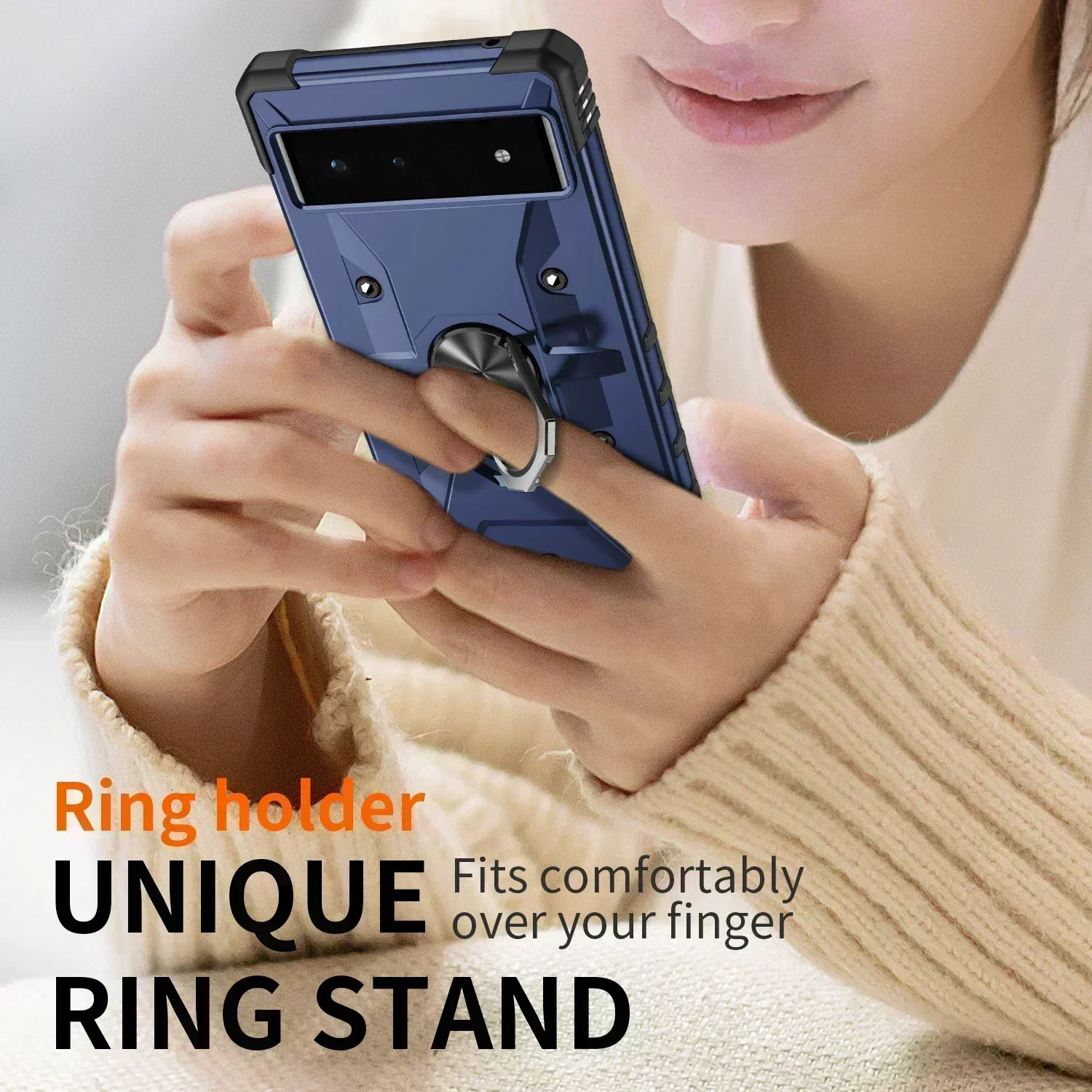 درع مقاوم للصدمات 360 °   غطاء هاتف بحامل معدني مغناطيسي دوار لهاتف Google Pixel 8 7 Pro Pixel 6 6A