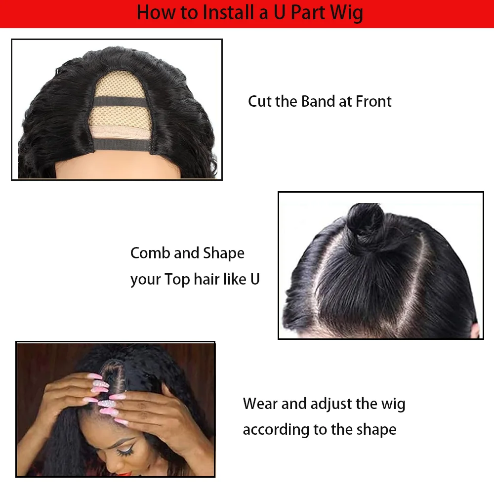 

U Part Human Hair Wig Straight Bob Wig | 100% Brazilian Virgin Hair | Glueless 200% Density | For Women | Natural & Breathable