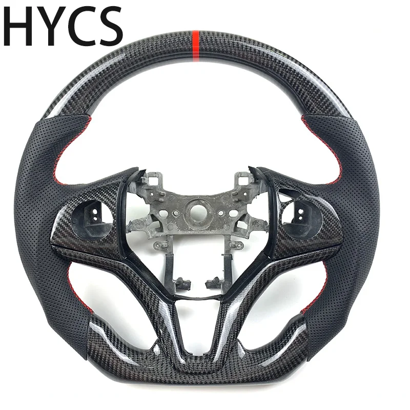 Custom Carbon Fiber Steering Wheel for Honda Fit City GE6 GR8 GK5 8.5 Civic Accessories 2008 2009 2010 2011 2012 Without airbags