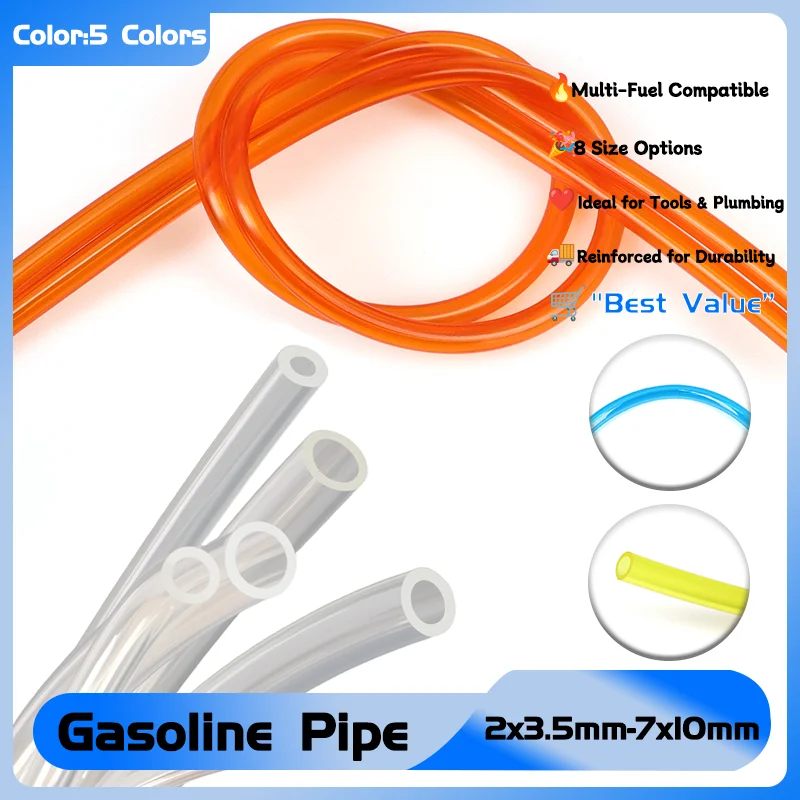 Heavy-Duty Petrol & Gas Hose Line - 8 Sizes (2x3.5mm-7x10mm) in 2/5/10M Lengths for Outdoor Power Tools and Plumbing Plumbing
