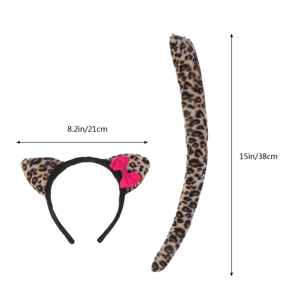 4Pcs Leopard Headband Tie Tail Gloves Set Funny Halloween Party Costume Masquerade Cosplay Holiday Animal Props Accessory