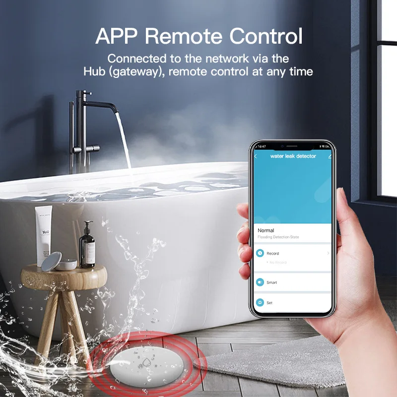 Tuya Zigbee-漏水検知器,水浸センサー,水,燃料,漏れ,スマートホームオートメーション,リモートモニタリング