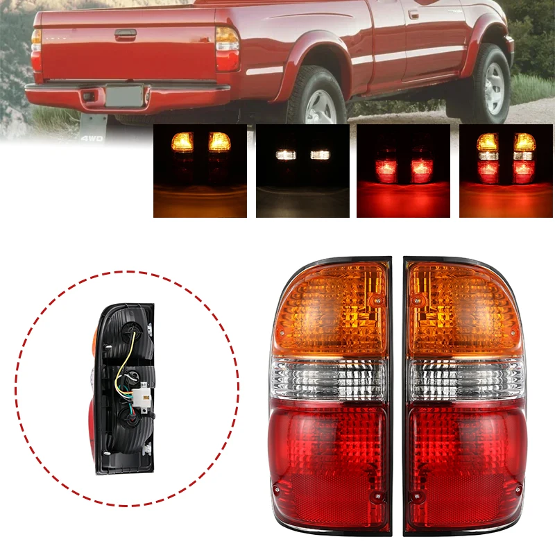 

Rear Tail Light Assemblies 8542090954 8155004060 for Toyota Tacoma 2001-2004 Amber+Red+White Light ( With bulbs & Wiring)