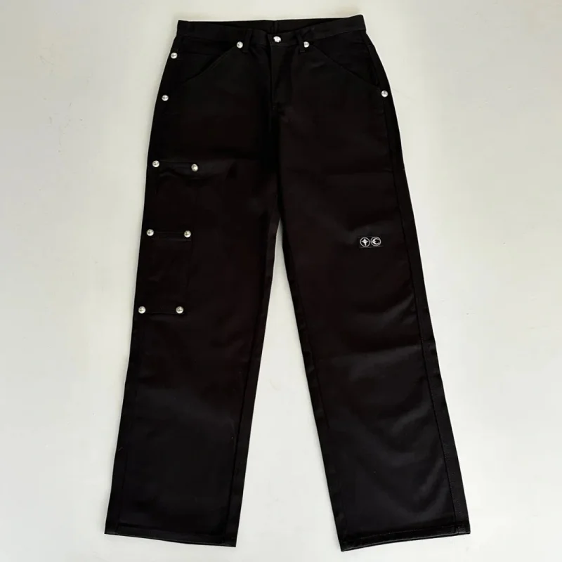 Fashion Star Moon Nails Thug Club Pants Long Casual Trourers Men's Women's Zipper Straight-leg Work Pants