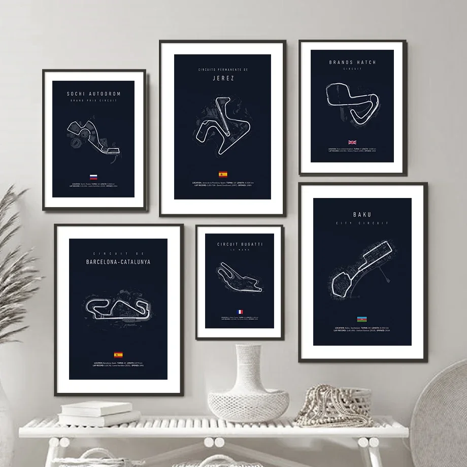 Испания-Джернез-Формула-1-трековая-схема-карта-настенная-живопись-на-холсте-плакаты-на-скандинавскую-тему-и-принты-настенные-панно-для-декора-гостиной