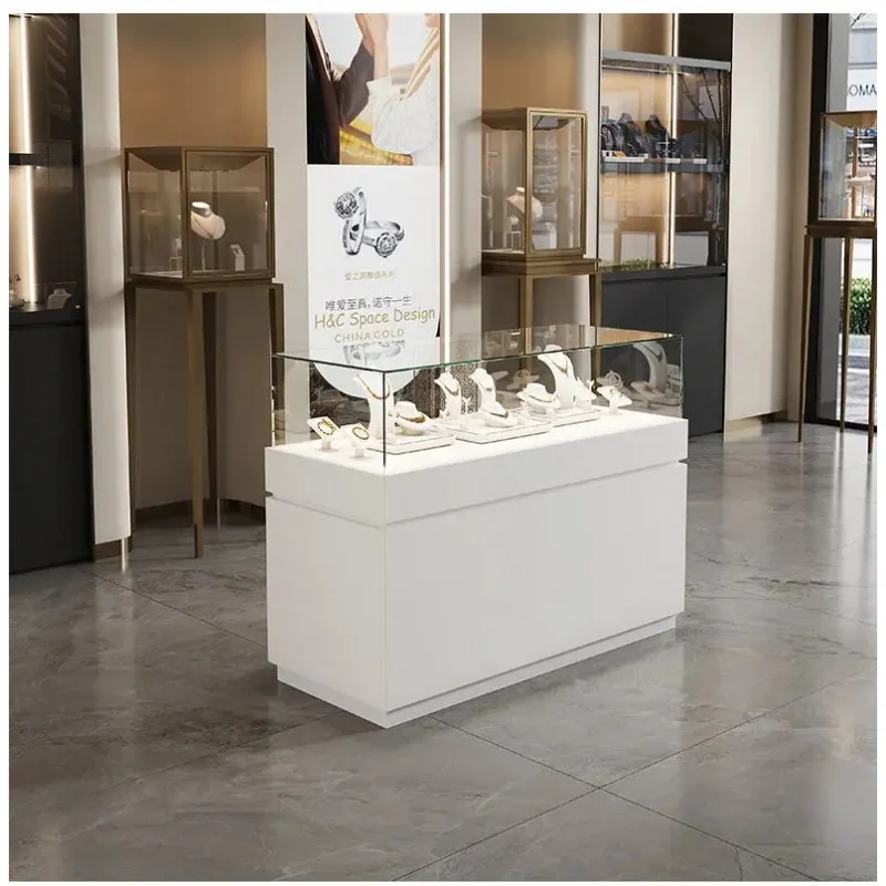custom.New Design Good Quality Jewelry Display Cabinet Floor-Standing Type Large Big Storage Counter Showcase With Glass