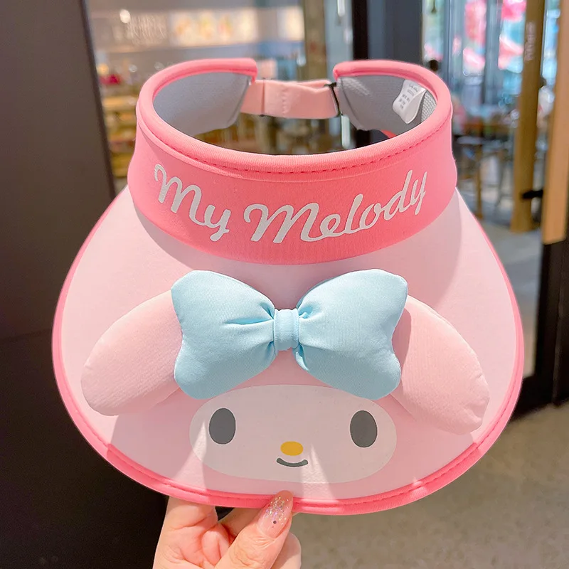 Kawaii Sanrio Hello Kitty Kuromi My Melody topi musim panas anak kartun lucu topi matahari perlindungan matahari Anti-Uv bernapas hadiah ulang tahun