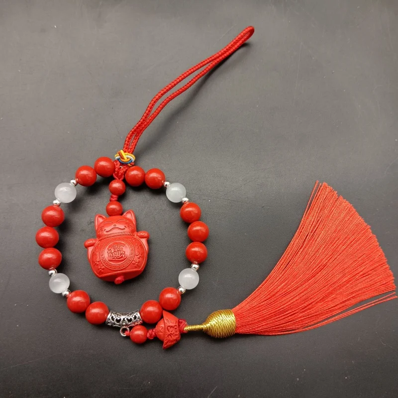 sand car bag hanging lucky hand-made eye stitching red tassel festive pendant image 4