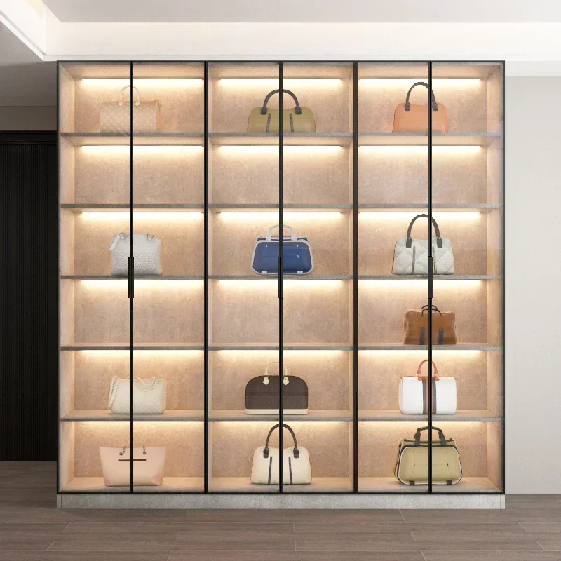 

Bag Storage and Placement Cabinet Door Transparent Display Cabinet Made of Glass Light Luxury Bag Cabinet