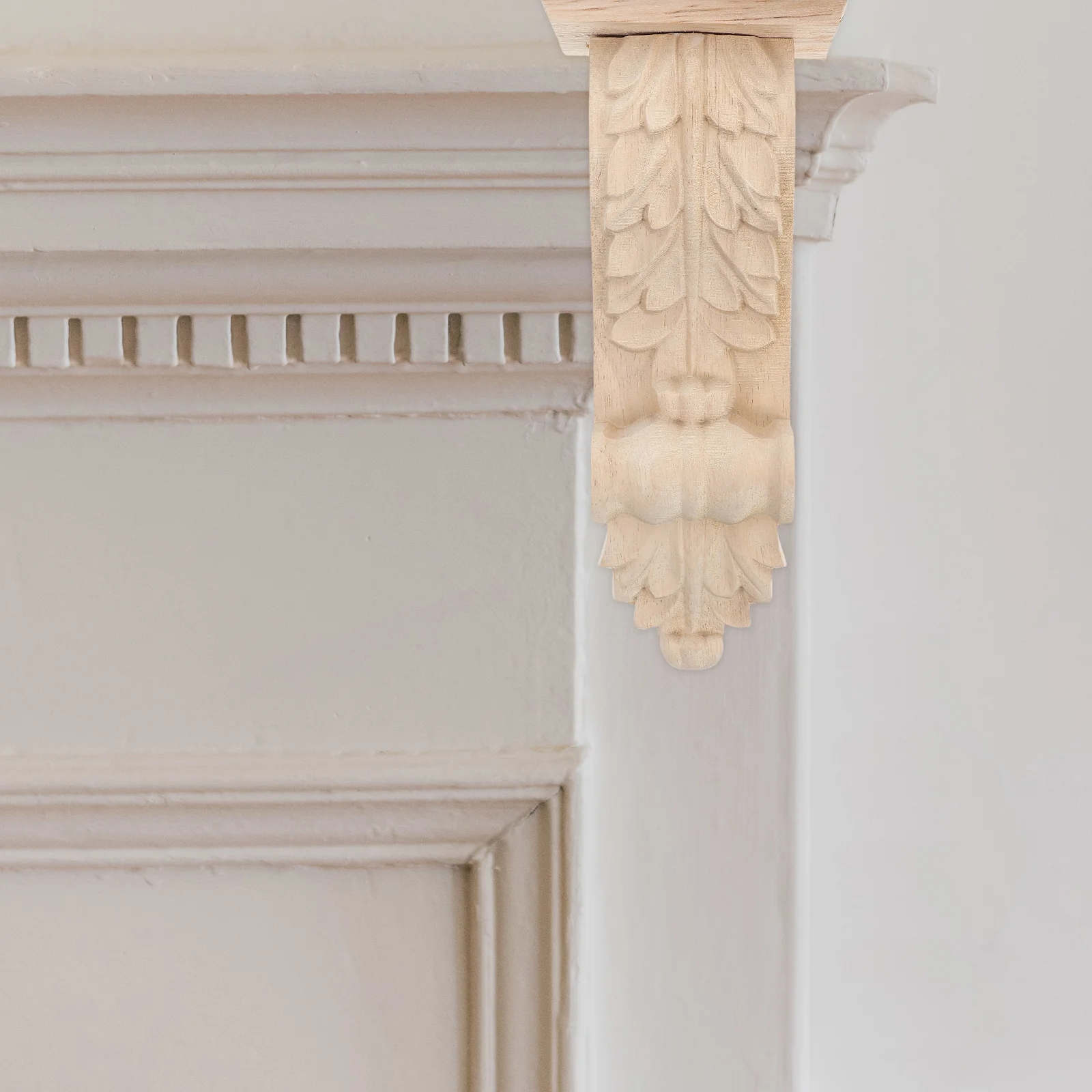 

Roman Column Decorative Decorations Wooden Appliques Beige Wooden Corbels Handcarved Solid Wood Appliques for Home DIY