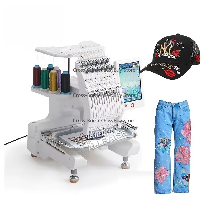 Cheap Computerized Single-Head Embroidery Machine – 12/15 Needle for Custom Hats, Caps & T-Shirts