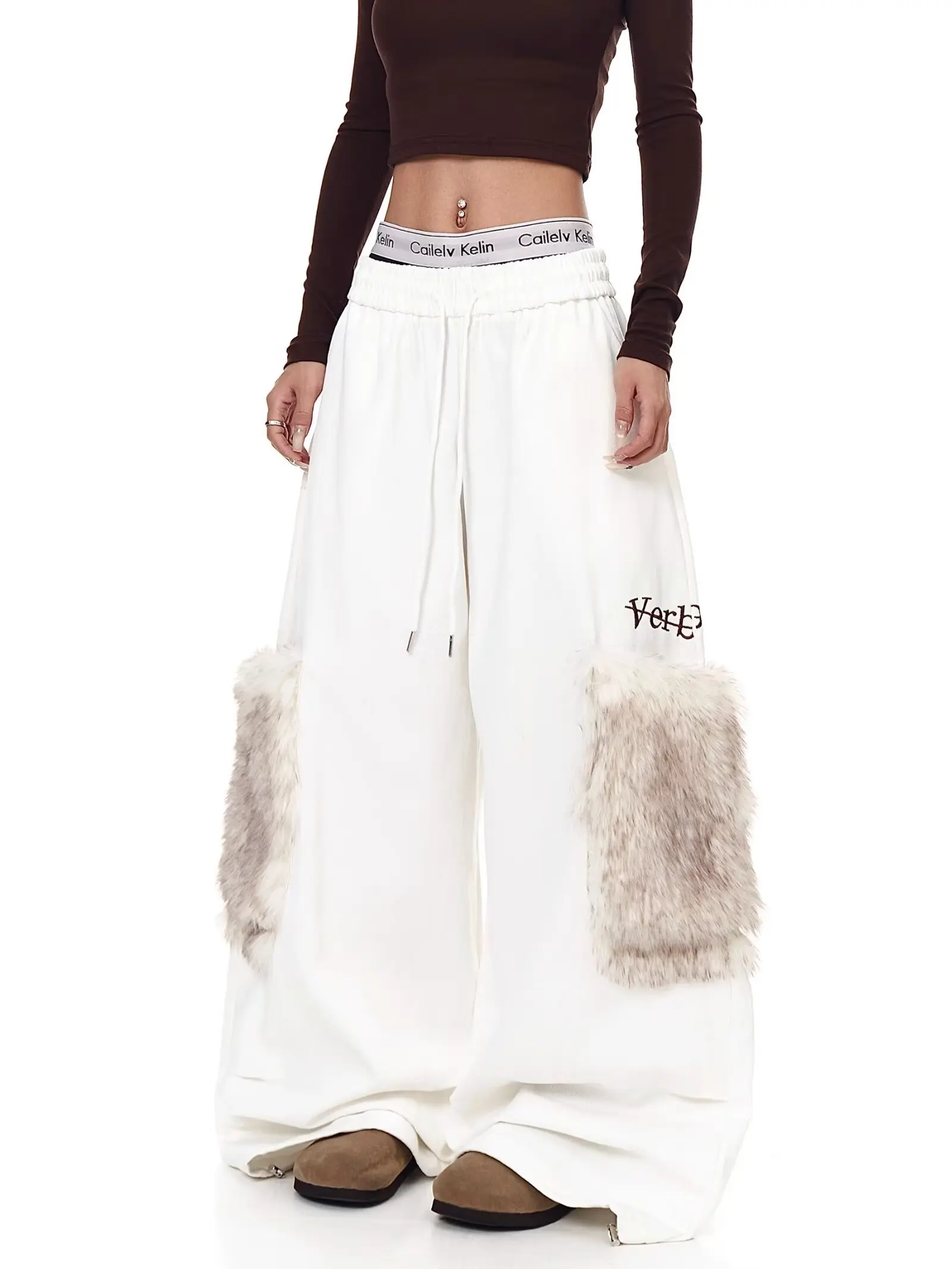 Retro American Casual Furry Pants Women's Loose Straight Leg Wide Leg Loose Casual Trousers Spring Autumn New