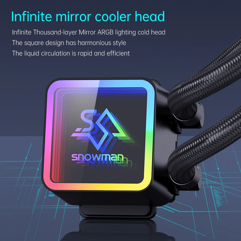 SNOWMAN 360mm Liquid Processor Cooler Efficient Quiet RGB Lights Air & Water Cooling System PC Material CPU Computer Case Fan