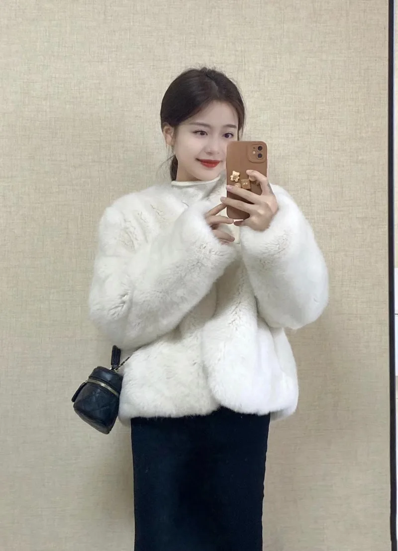 Miiiix Korean Fashion Imitation Fox Fur Grass Coat Women's New Winter Solid Color Loose V-neck Cardigan Top Female Clothing