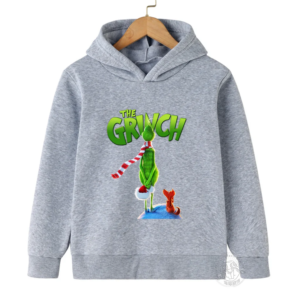 Disney Grinch printed children's clothing 3-14 years old boys and girls clothing street casual outdoor sports warm sweatshirt