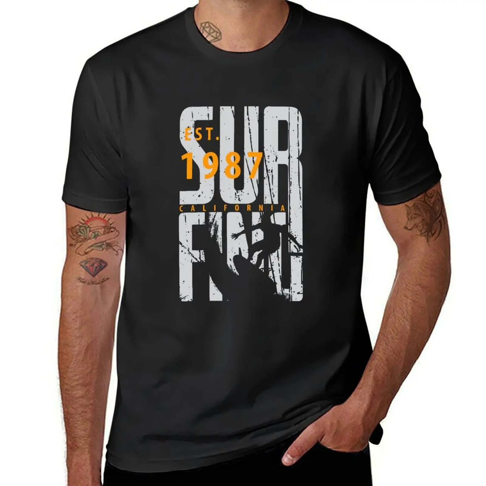 Surf California, modern and urban design T-Shirt tees anime clothes blanks plain t shirt for men