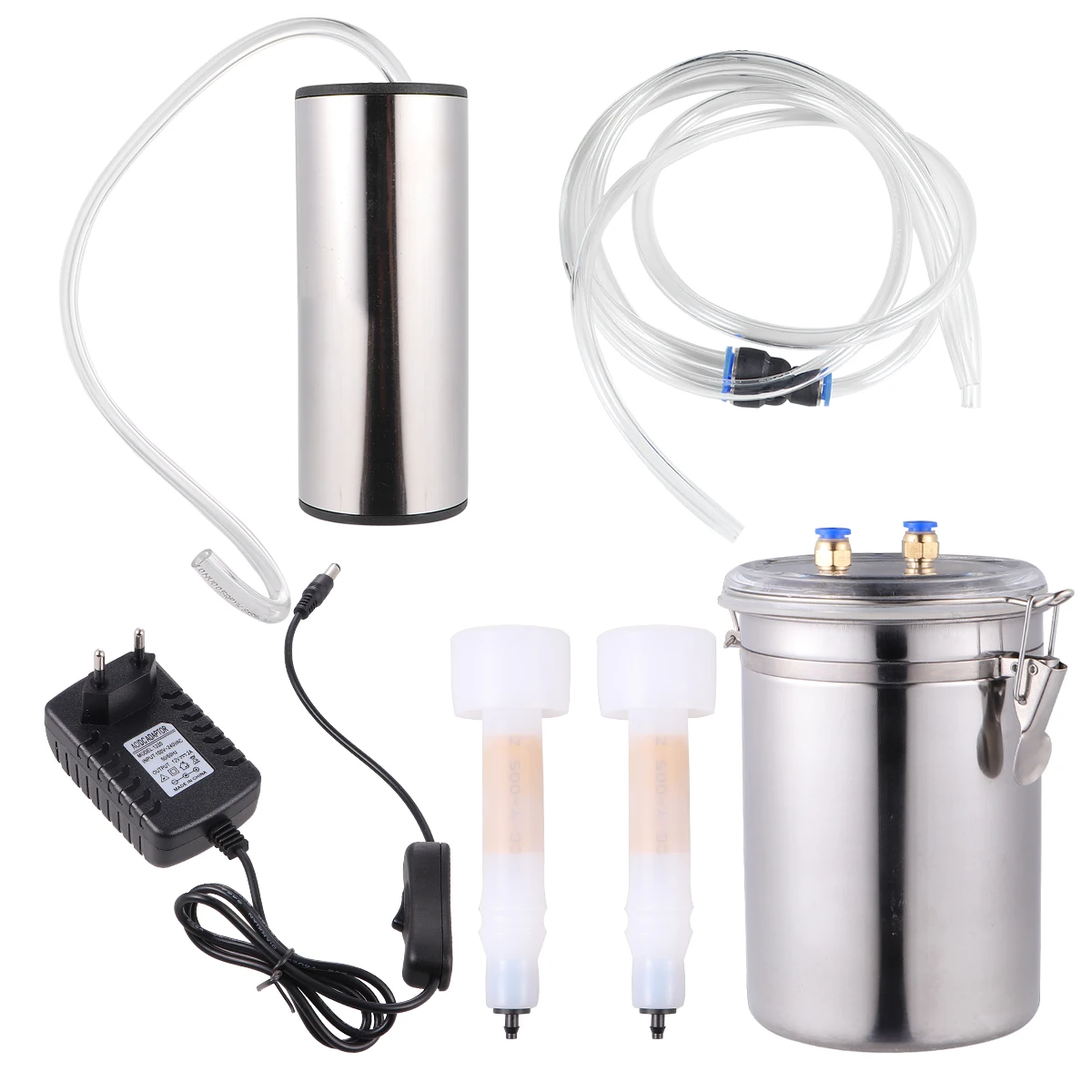 

2L Milking Machine Stainless Steel Bucket Suction Vacuum Pump Household Farm Fresh Milk Efficient Tool