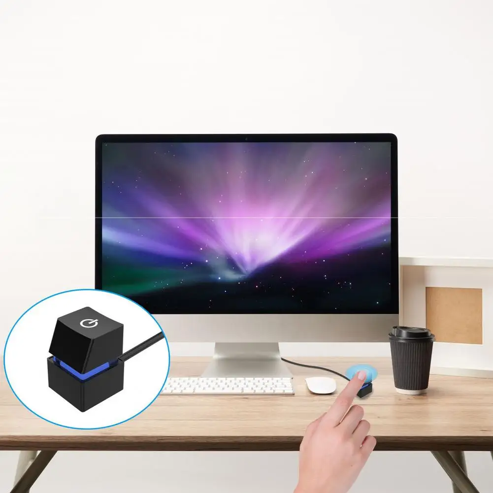 Quick Installation Power Button Computer External Power Button with Colorful Led Lights Desktop Extension Cable for Pc