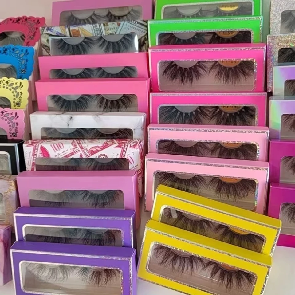 

50pcs/lot Empty Soft Paper Eyelash Packaging Boxes Bulk Candy Colored Lash Packing Storage Case Wholesale