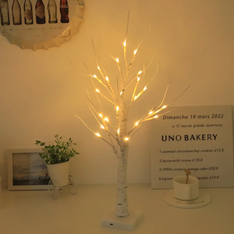 

60cm LED Birch Tree Light with Timer, Christmas Indoor Decor for Home Party, Warm White Landscape Glowing Tree