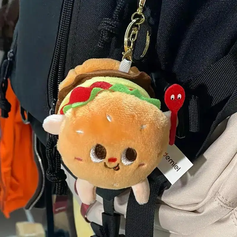 Cute And Creative French Fries Hamburger Figurine Hanging Backpack Couple's Plush Hanging Decoration Car Keychain