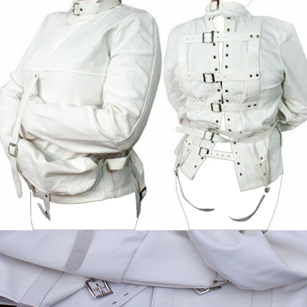 BDSM PU Leather Straitjacket Bondage Body Harness Adult Game Straight Jacket Halloween Clubwear Costume Armbinder Sex Toys Women
