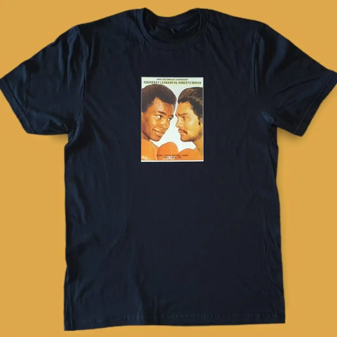 Sugar Ray Leonard V Roberto Duran hands of stone 'no mas' Black T shirt sizes available S 3XL